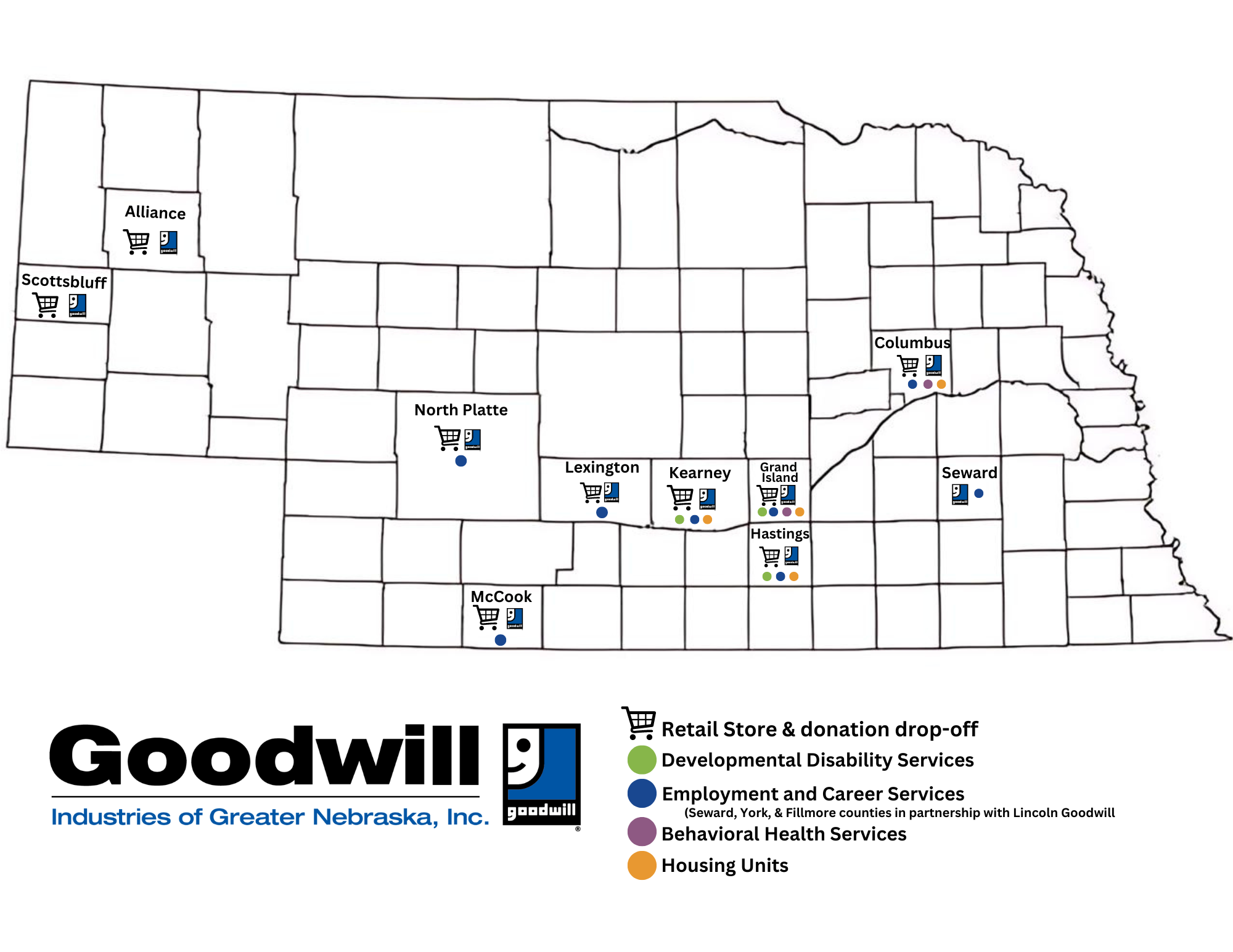 goodwill of greater nebraska retail and service location map